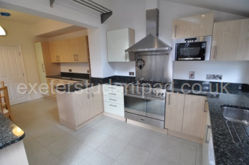 Kitchen with view into dining room